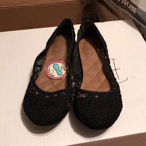 Jelly Pop black lace flats